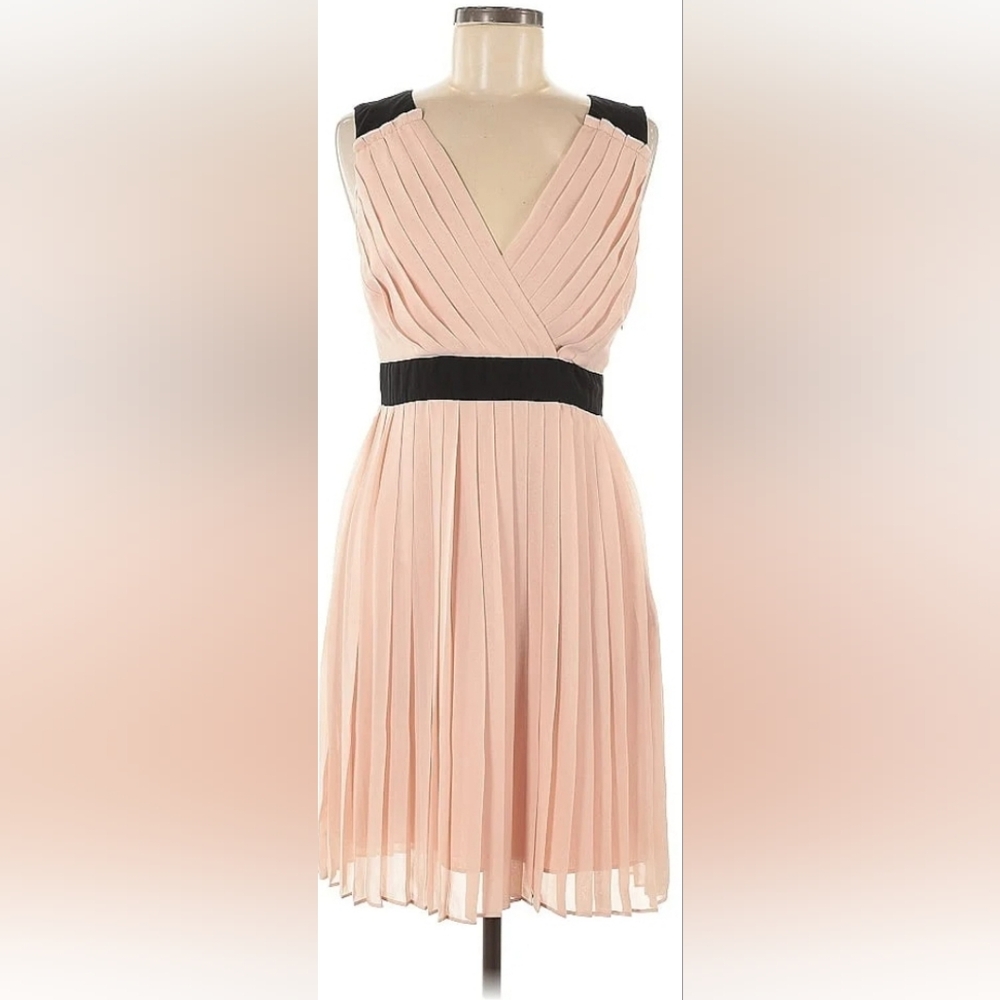 Elle Soft Pink & Black Pleated Cocktail Dress Size 14